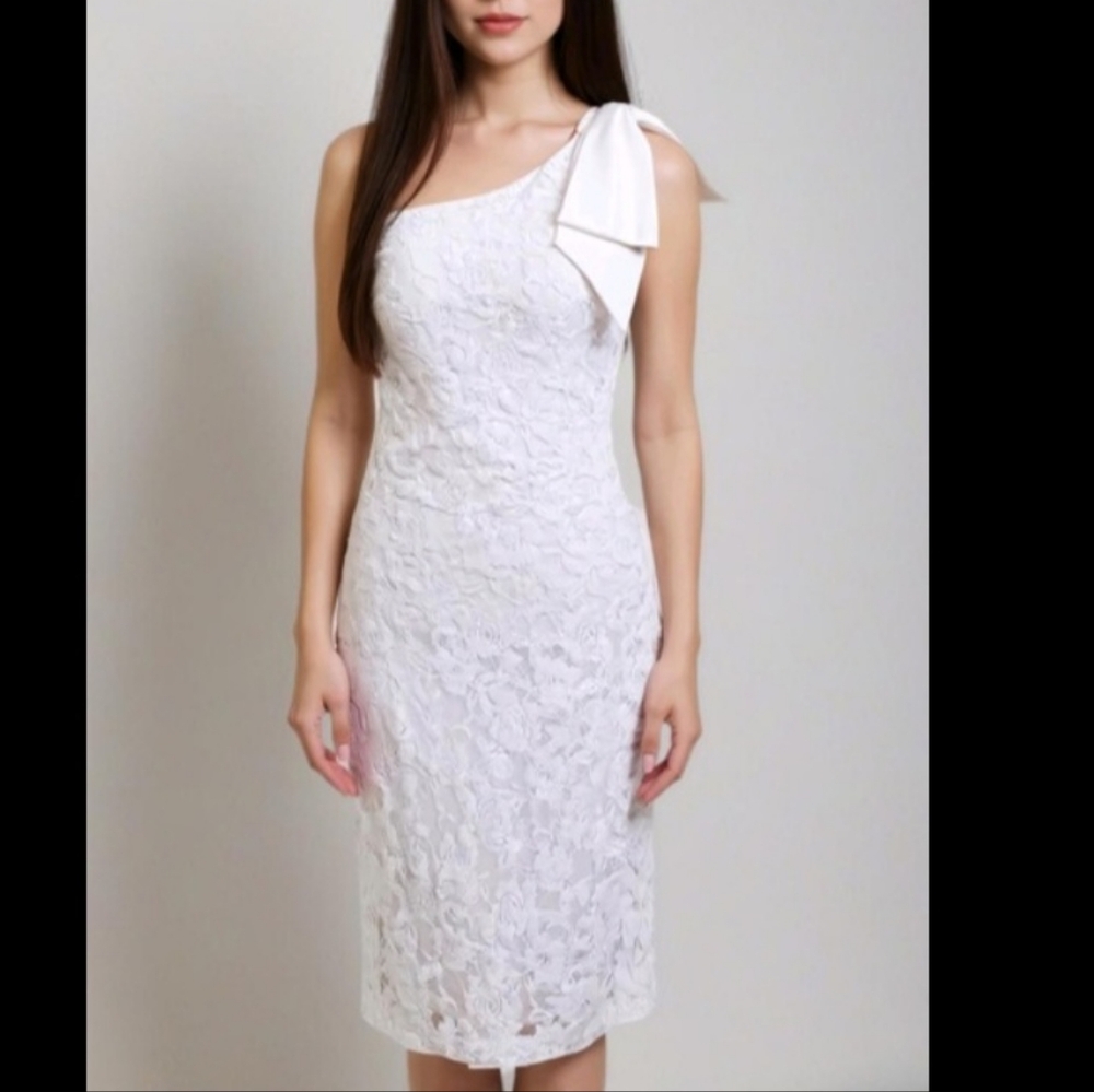 Eliza J one shoulder sequin white party dress NWT